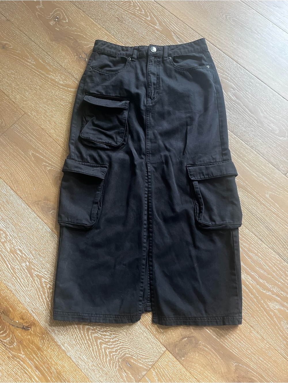 Aeropostale Black Cargo Maxi Skirt with Utility Pockets